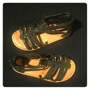 Girls strappy sparkly black sandals